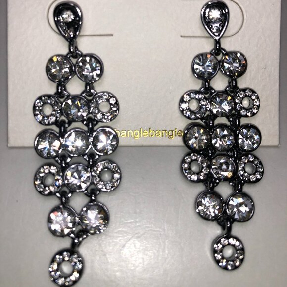 Amrita Gunmetal & Crystal Chandelier Earrings - Picture 1 of 5